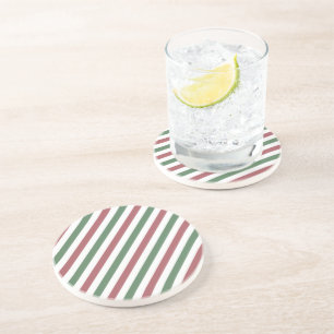 Customizable Christmas Stripes Coaster