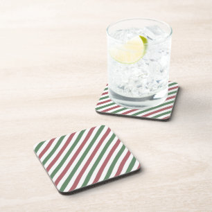 Customizable Christmas Stripes Coaster