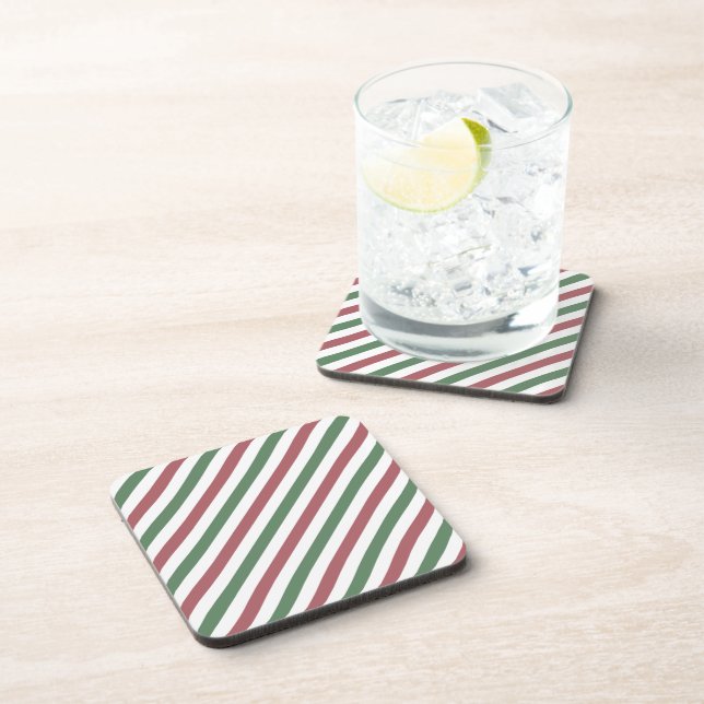 Customizable Christmas Stripes Coaster (Right Side)