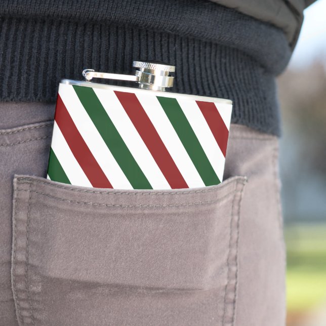Customizable Christmas Stripes Hip Flask (In Situ)