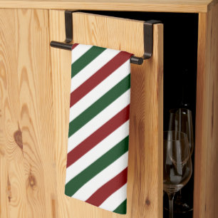 Customizable Christmas Stripes Kitchen Towel