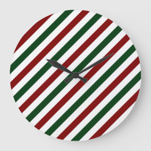 Customizable Christmas Stripes Large Clock