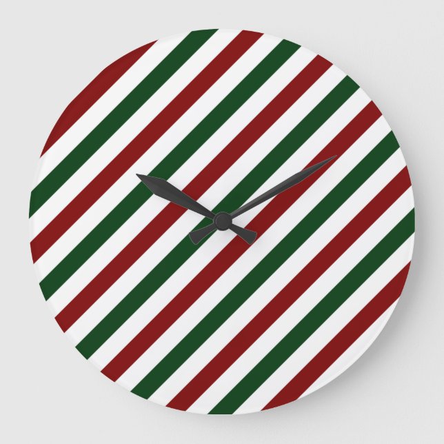 Customizable Christmas Stripes Large Clock (Front)