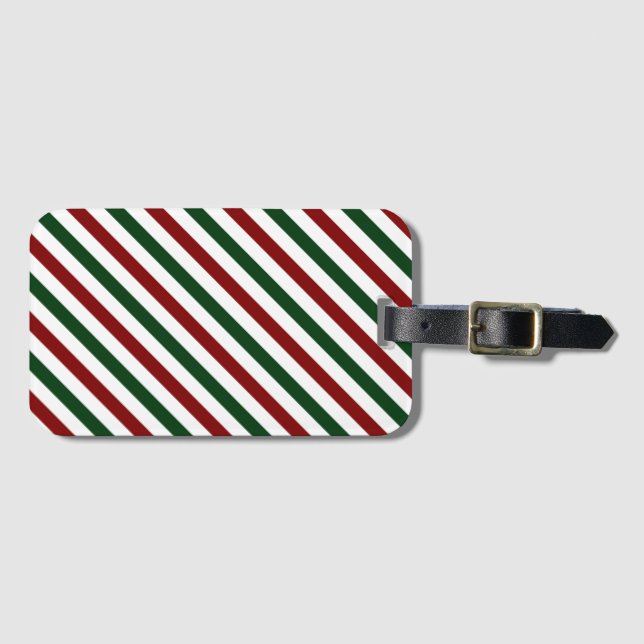 Customizable Christmas Stripes Luggage Tag (Front Horizontal)