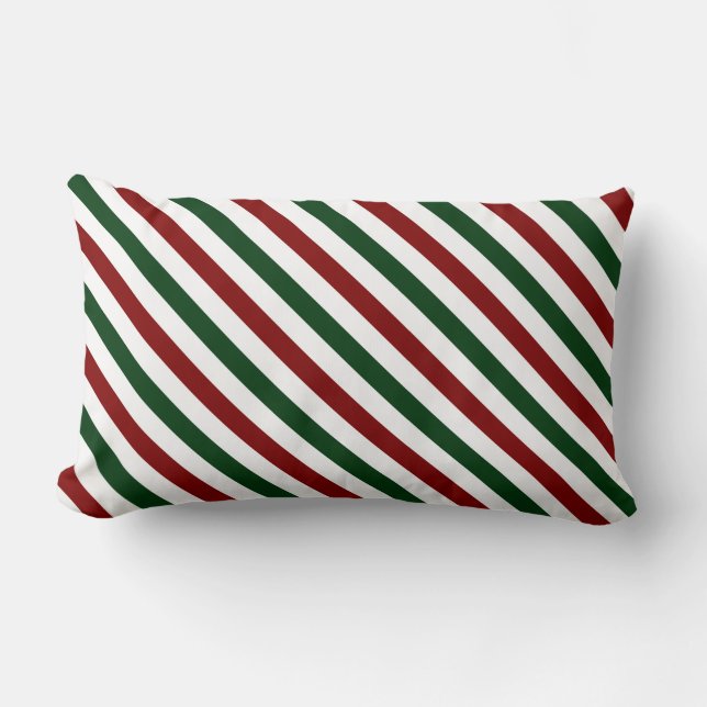 Customizable Christmas Stripes Lumbar Pillow (Front)