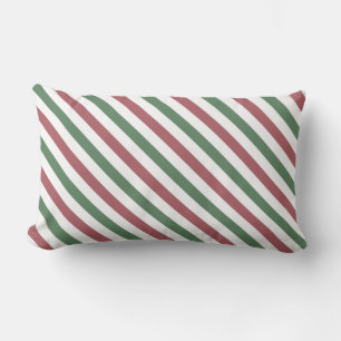 Customizable Christmas Stripes Lumbar Pillow
