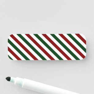 Customizable Christmas Stripes Name Tag