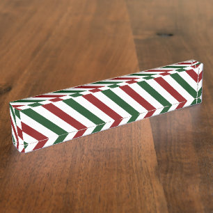 Customizable Christmas Stripes Nameplate