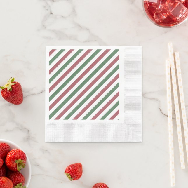 Customizable Christmas Stripes Napkin (Insitu)