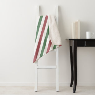 Customizable Christmas Stripes Sherpa Blanket