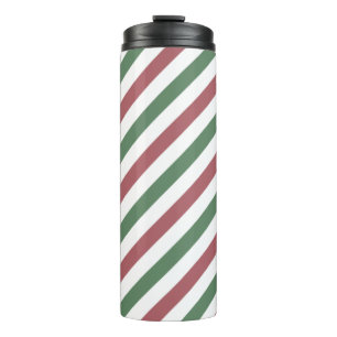 Customizable Christmas Stripes Thermal Tumbler
