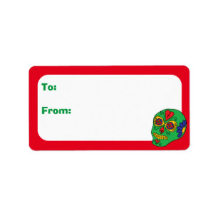 Customizable Christmas Sugar Skull Label