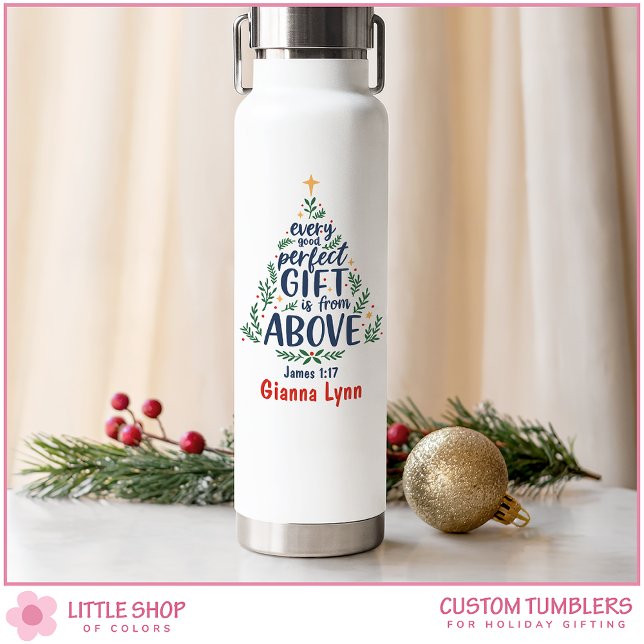 Customizable Christmas Tree Bible Verse Water Bottle (Creator Uploaded)