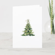 Customizable Christmas Tree Greeting Card with Bow