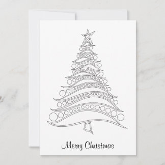 Customizable Christmas Tree Holiday Card to Colour