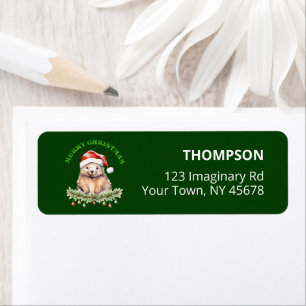 Customizable Christmas Wombat Green Return Label