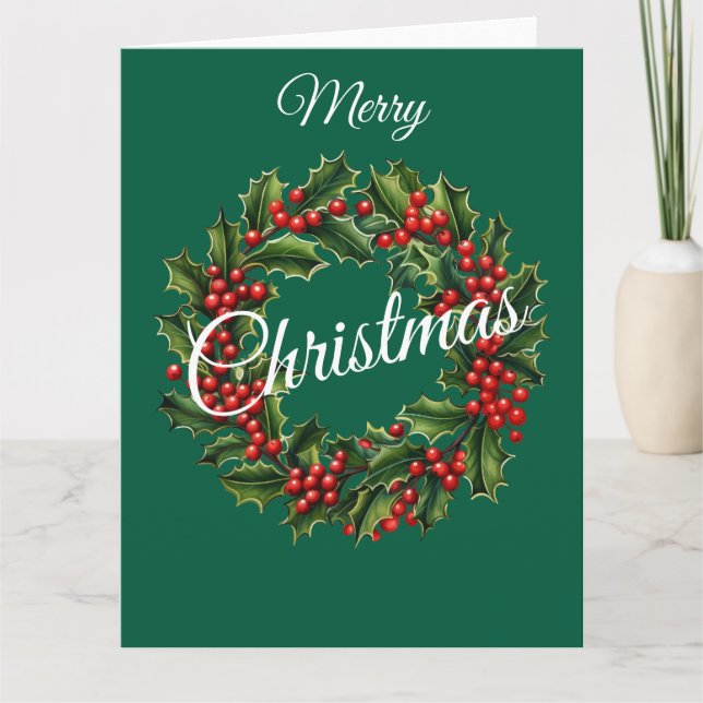 customizable Christmas wreath card (Front)