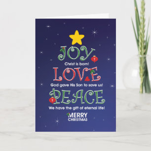 Customizable ChristmasCard Joy Love and Peace Holiday Card