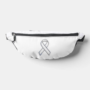Customizable Chrome Like White Ribbon Awareness Fanny Pack
