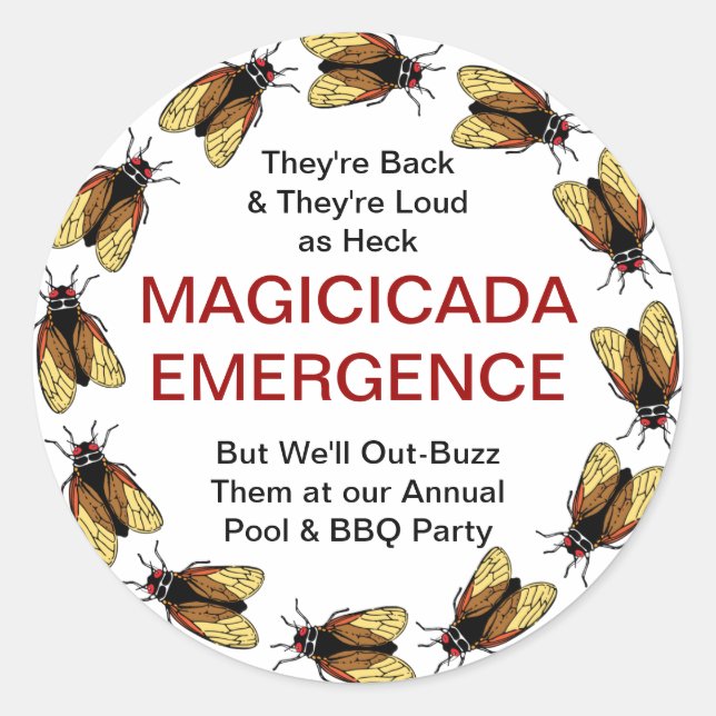 Customizable Cicada / Magicicada Emergence Party Classic Round Sticker (Front)