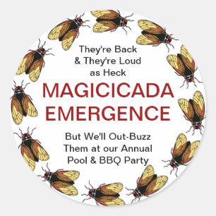 Customizable Cicada / Magicicada Emergence Party Classic Round Sticker