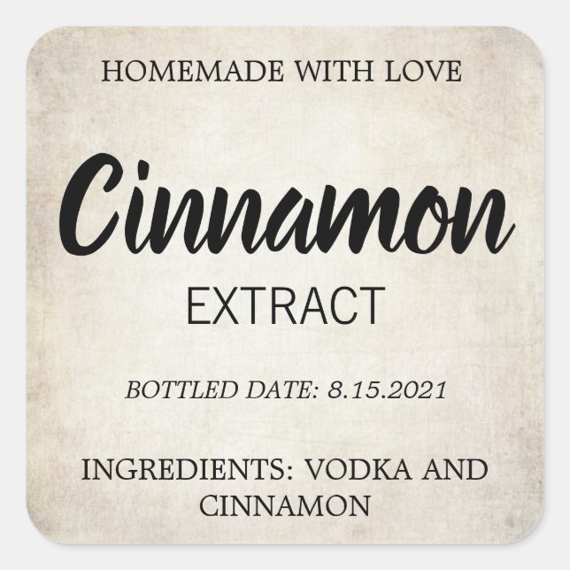 Customizable Cinnamon Extract Label BL_01sqBK (Front)