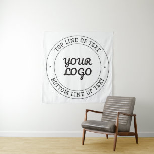 Customizable Circular Text & Logo Replacement Tapestry