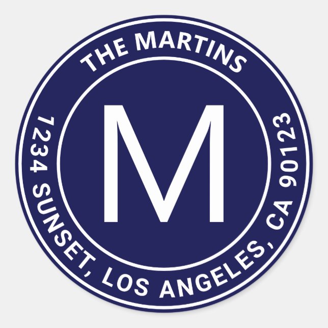 Customizable Circular Text Return Address Classic  Classic Round Sticker (Front)