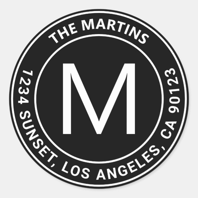 Customizable Circular Text Return Address Classic Round Sticker (Front)