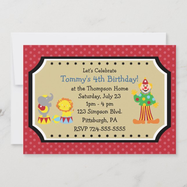 Customizable Circus Birthday Party Invitation (Front)