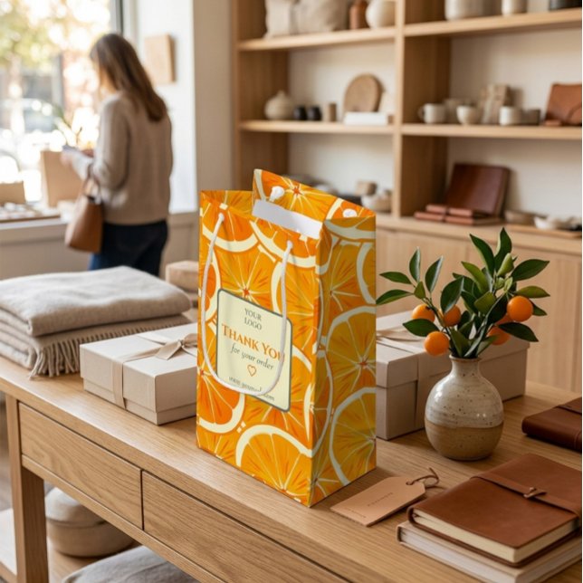 Customizable Citrus Business Thank You  Small Gift Bag (Creator Uploaded)