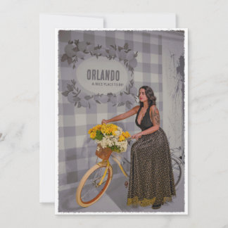 Customizable City Name Bicycle Art – Vintage Style Holiday Card