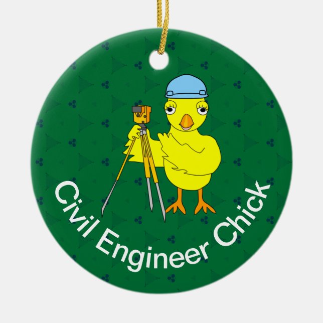 Customizable Civil Engineering Chick Ceramic Ornament (Front)