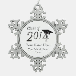 Customizable Class of 2014 Snowflake Pewter Christmas Ornament