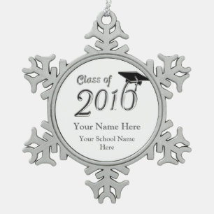Customizable Class of 2016 Snowflake Pewter Christmas Ornament