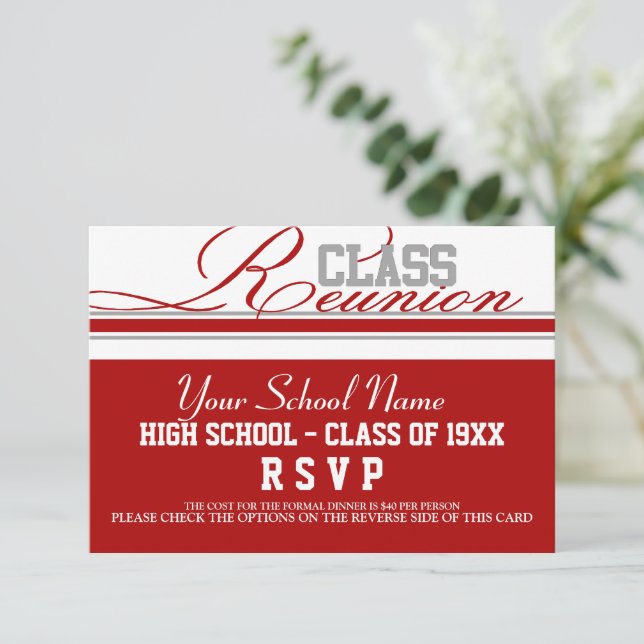 Customizable Class Reunion RSVP Card (Standing Front)