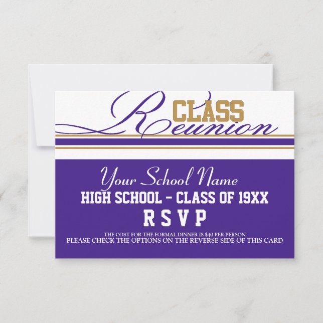 Customizable Class Reunion RSVP Card (Front)