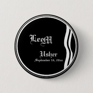 Customizable Classic Black and White Usher Button