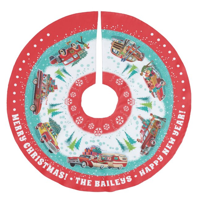 Customizable Classic Cars Brushed Polyester Tree Skirt (Front)