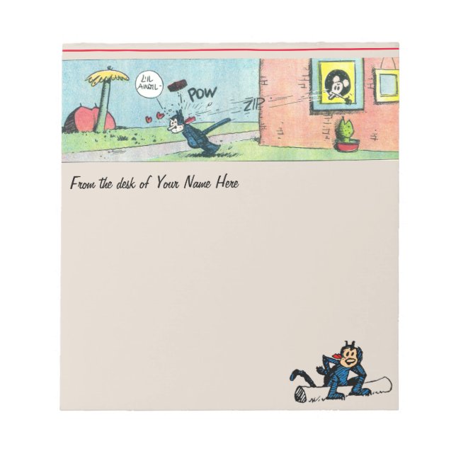 Customizable Classic Cartoon Notepad (w/Your Name) (Front)