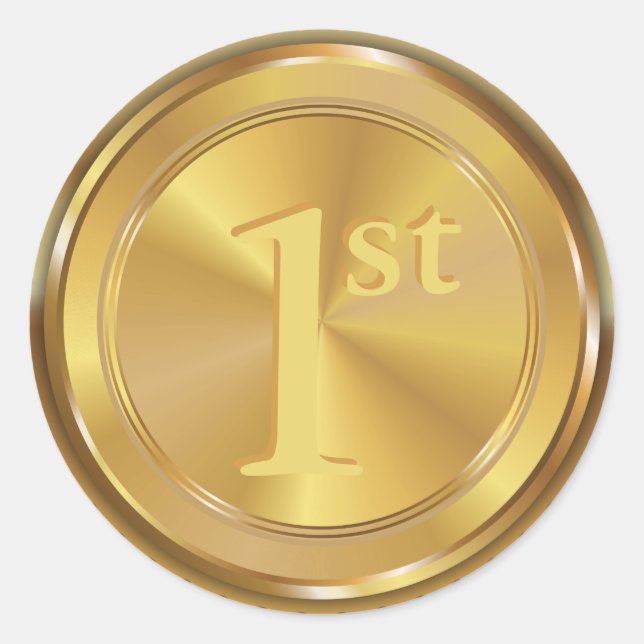 Customizable Classic Gold Medal. Classic Round Sticker (Front)