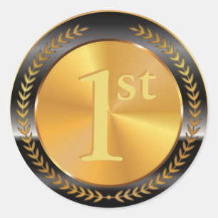 Customizable Classic Gold Medal. Round Sticker