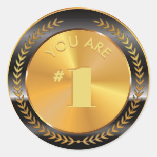 Customizable Classic Gold Medal. You are Number 1! Round Sticker