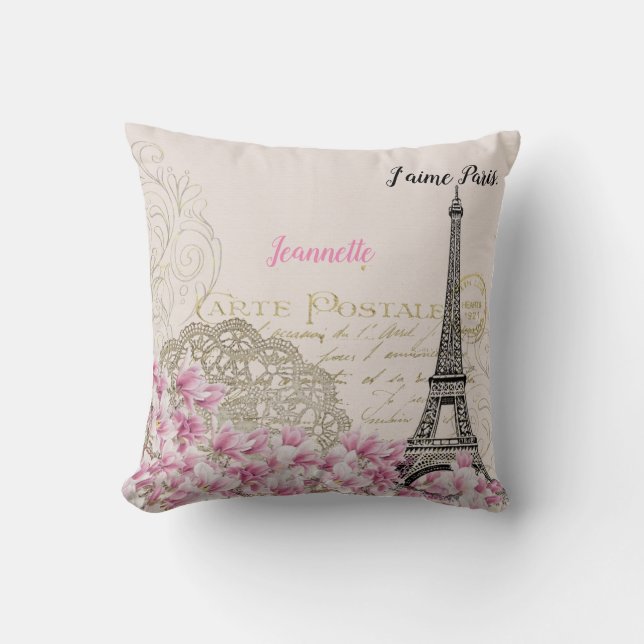 Customizable Classic Paris Motif  Throw Pillow (Front)