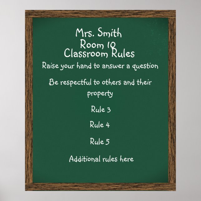 CUSTOMIZABLE Classroom Chalkboard Poster (Front)