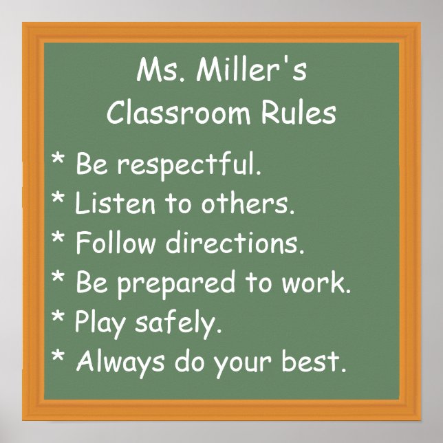 Customizable Classroom Rules Poster (Front)