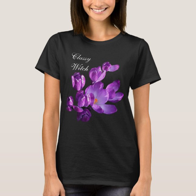 Customizable Classy purple flowers trendy boho  T-Shirt (Front)
