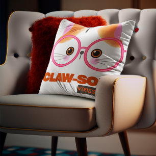 Customizable Claw-Some vibes only Cat Throw Pillow