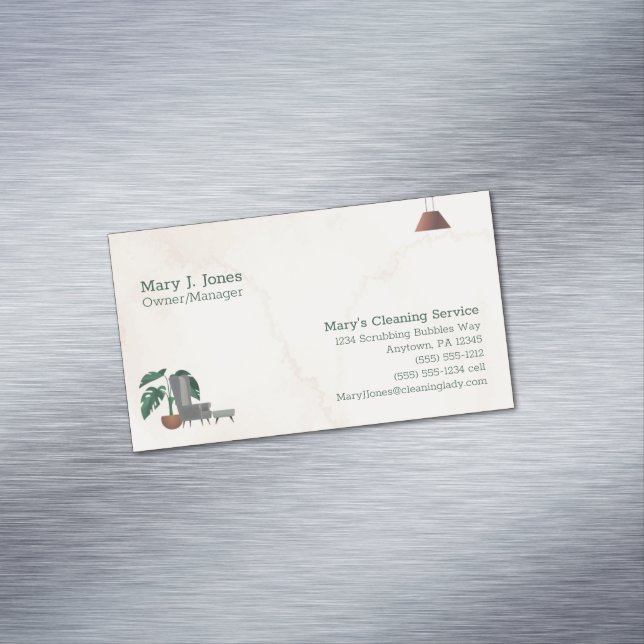 Customizable Cleaning Service Home Eight Line  Magnetic Business Card (In Situ)