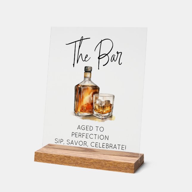 Customizable Clear Acrylic Whiskey Bar Sign  (Angle)